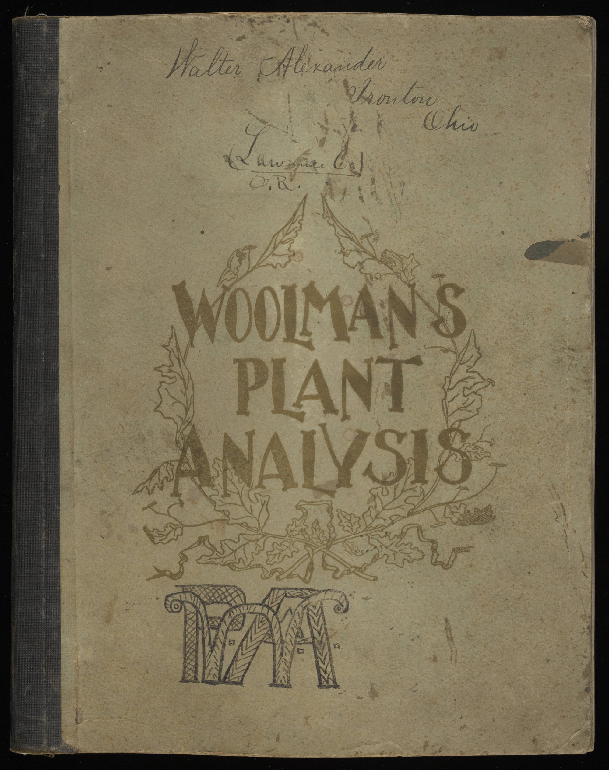 Cover of the Walter Alexander Herbarium & Plant Analysis Notebook