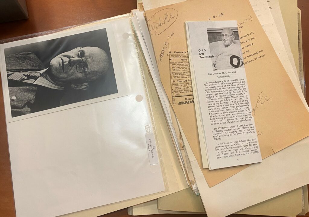 Newsclippings and photographs in the Charles O'Bleness biographical file.