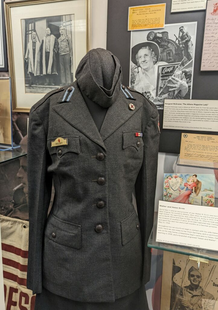 Peggy Wilhelm's Red Cross uniform, part of the updated Ryan Room World War II exhibition