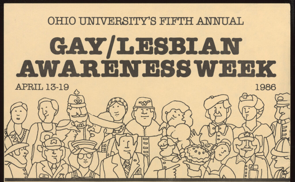 Top of poster advertising Ohio University Gay/Lesbian Awareness Week, 1986