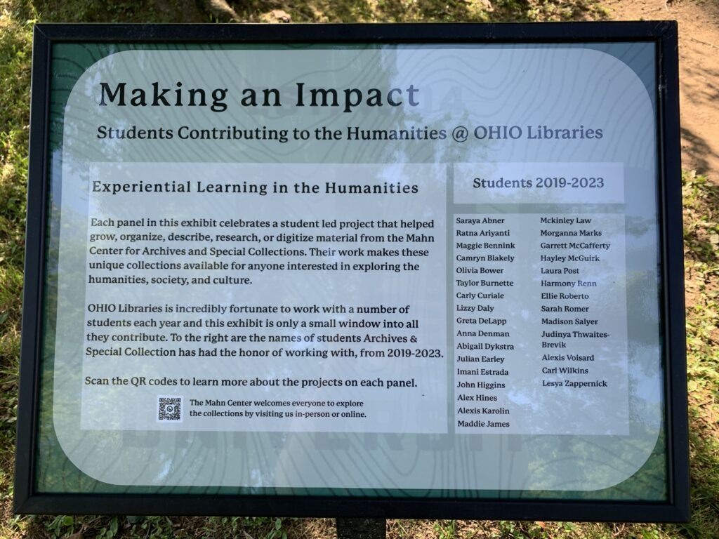 Making an Impact introductory panel in Richland Avenue Park