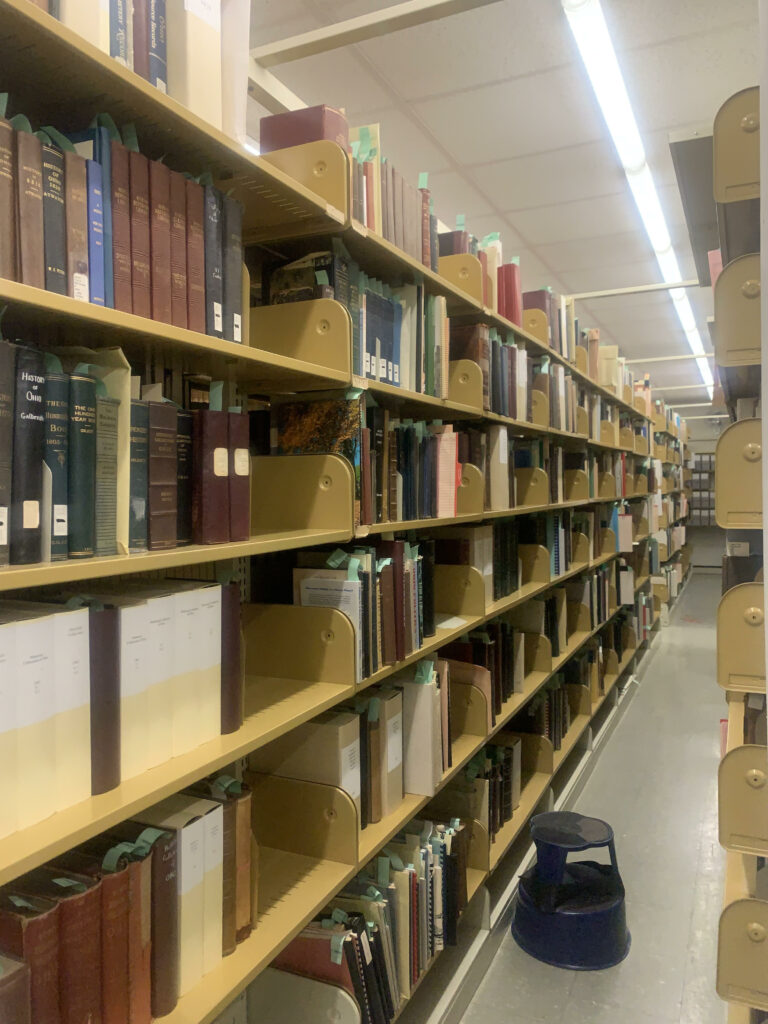 View of the Ohioana Collection inside the rare book vault.