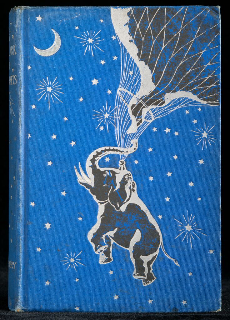 Illustrated blue cloth publisher's binding of On a Lark to the Planets