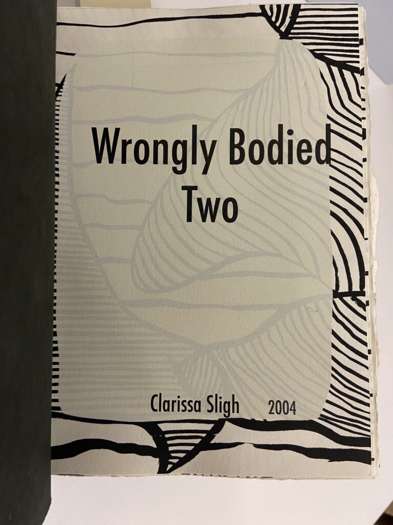 Title page of Wrongly Bodied Two by Clarissa Slight, 2024.