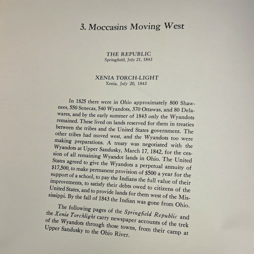 A broad description of the Xenia Torch-Light’s coverage post-Indian Removal Act of 1830, in Ohio Newspapers: A Living Record.