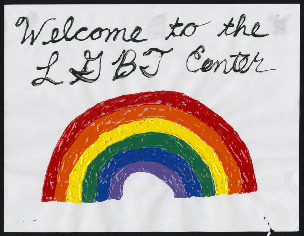 LGBT Center welcome sign, Ohio University, circa 1999-2000