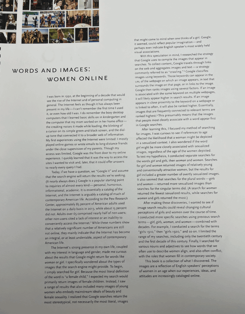 “Words and Images: Women Online”, Paula Welling’s introduction explaining how she went about her research.