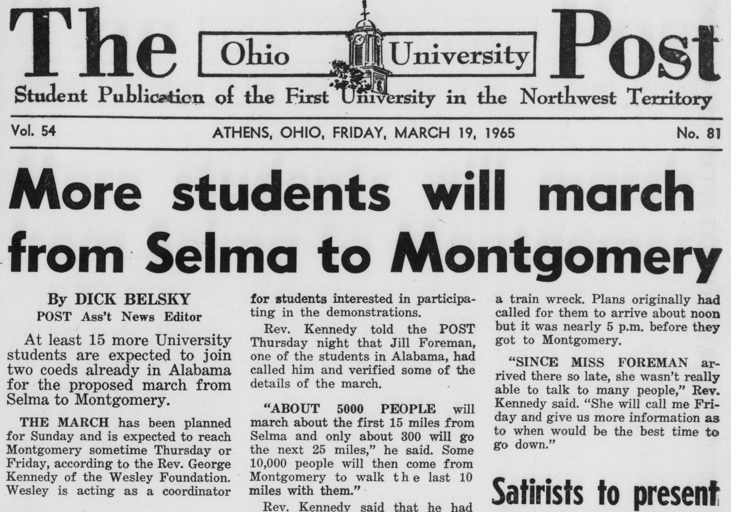 Rewriting the Narrative: Vernon Alden, The Post, and the Lack of Black Perspective at OU during the Civil Rights Movement