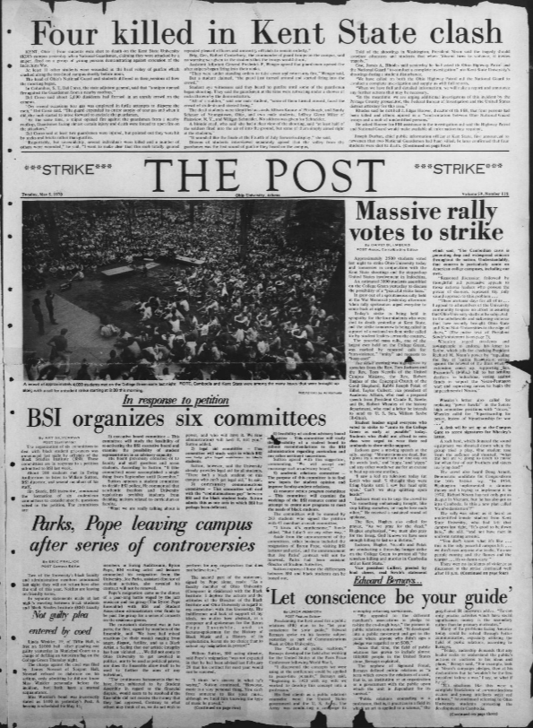 The Post, May 5, 1970, Coverage of the Kent State Shooting.