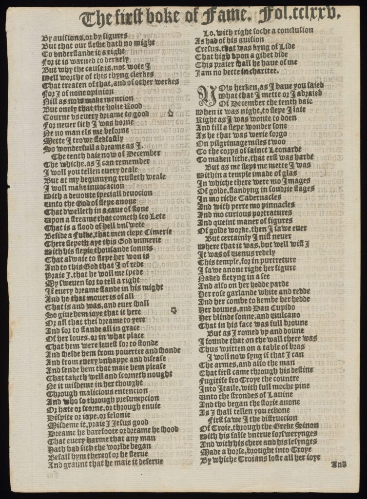 Farfel leaf #015: Works of Chaucer, England, 1561.
