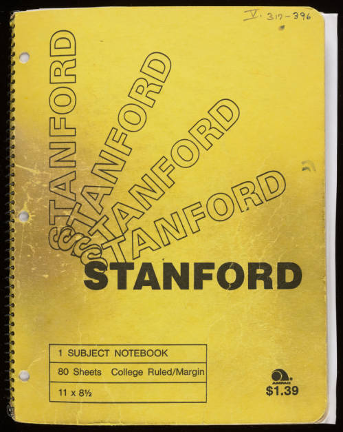 Front cover of yellow spiral-bound notebook used by Dr. Farfel to document information about manuscript and printed leaves he collected.