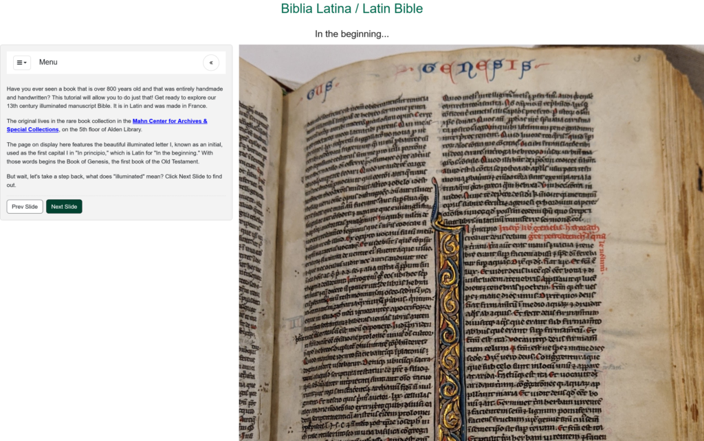 Screenshot of a page from the asynchronous Latin Bible tutorial.
