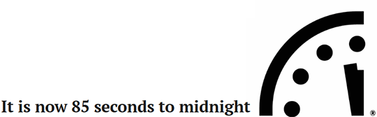 It's now 85 seconds to midnight